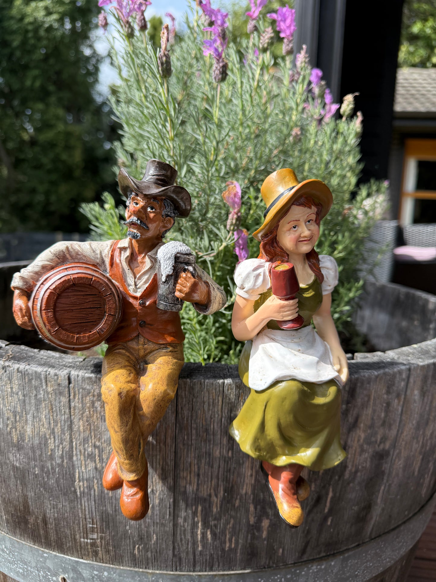 OAKENZ male and female garden sculpture designed for patios and flower beds