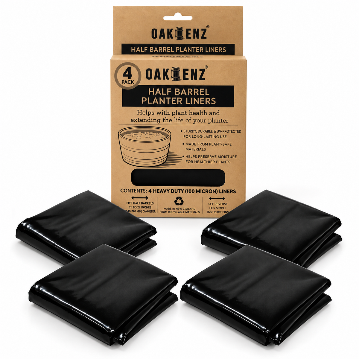 OAKENZ Half Barrel Liner Bags 4 Pack 