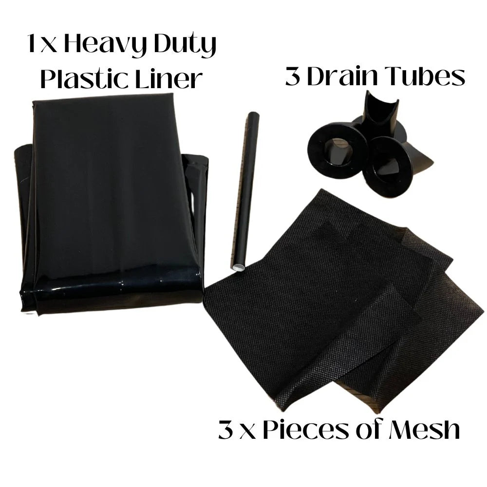 Close up of contents of OAKENZ Half Barrel Liner Kit