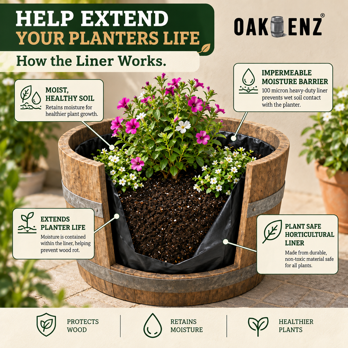 OAKENZ Half Barrel Liner Bags 
