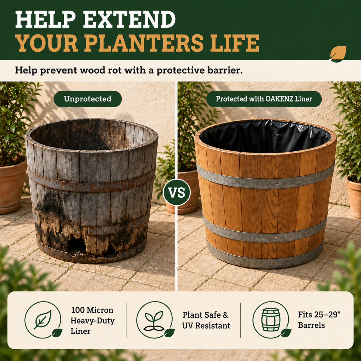 OAKENZ Half Barrel Liner Bags 