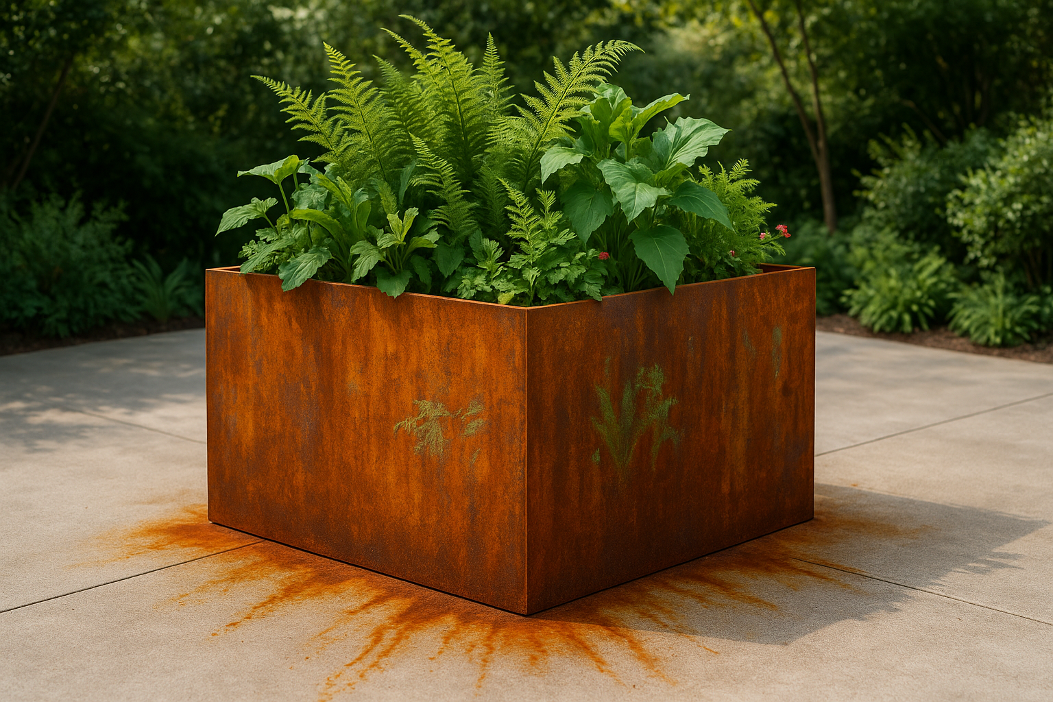 Stains left on tiles from metal planter