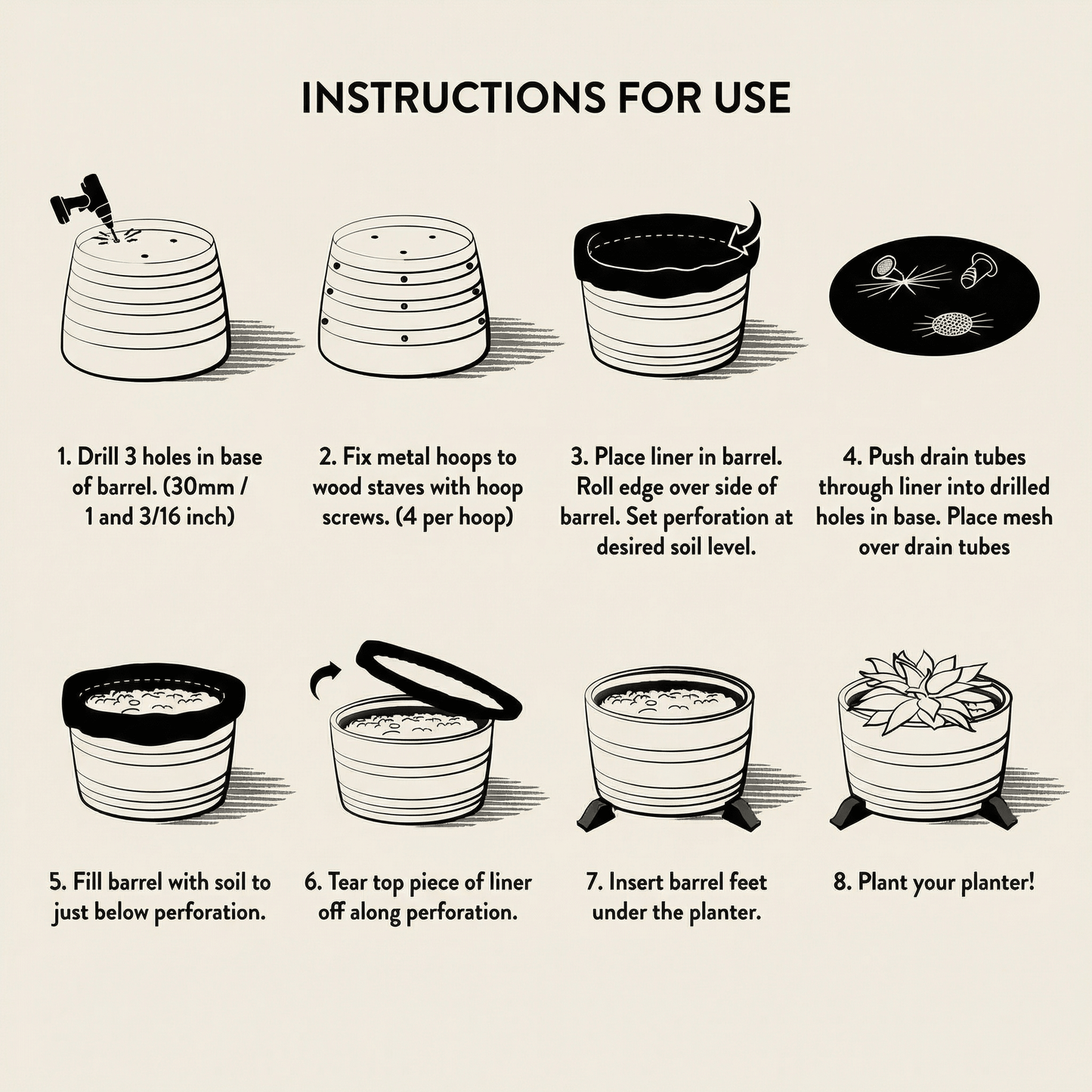Half Barrel Planter Kit Instructions- OAKENZ