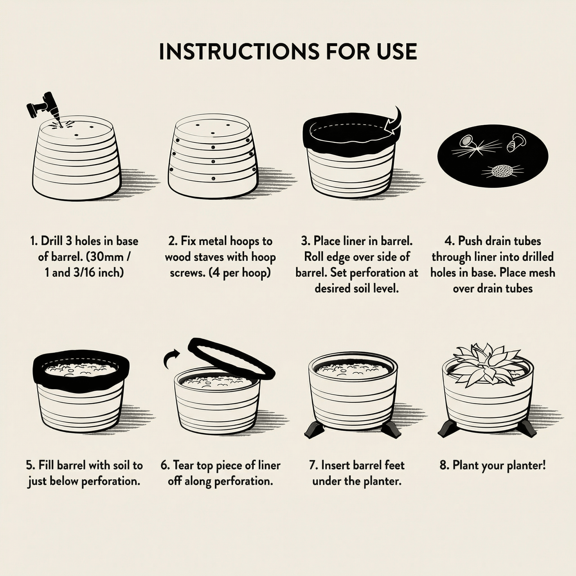 Half Barrel Planter Kit Instructions- OAKENZ