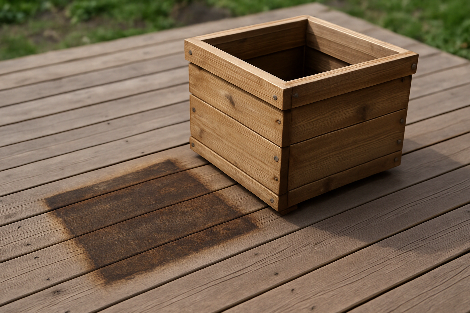 marks left on deck from wooden planter